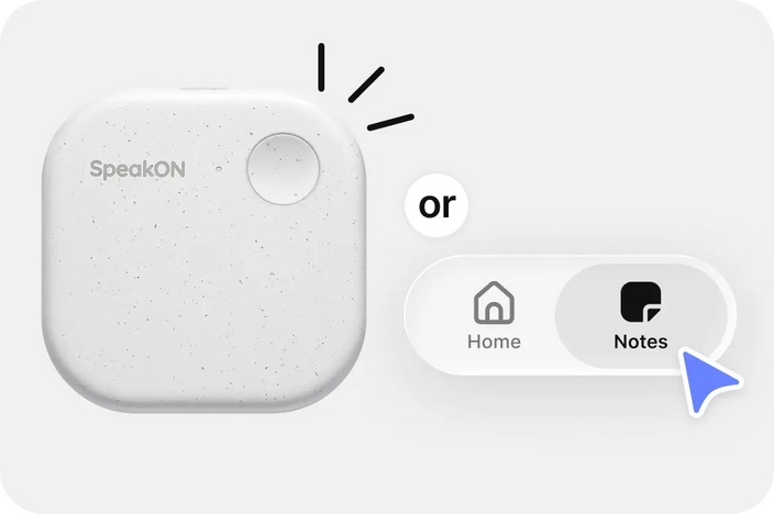 Start a SpeakON note from the app or hardware button