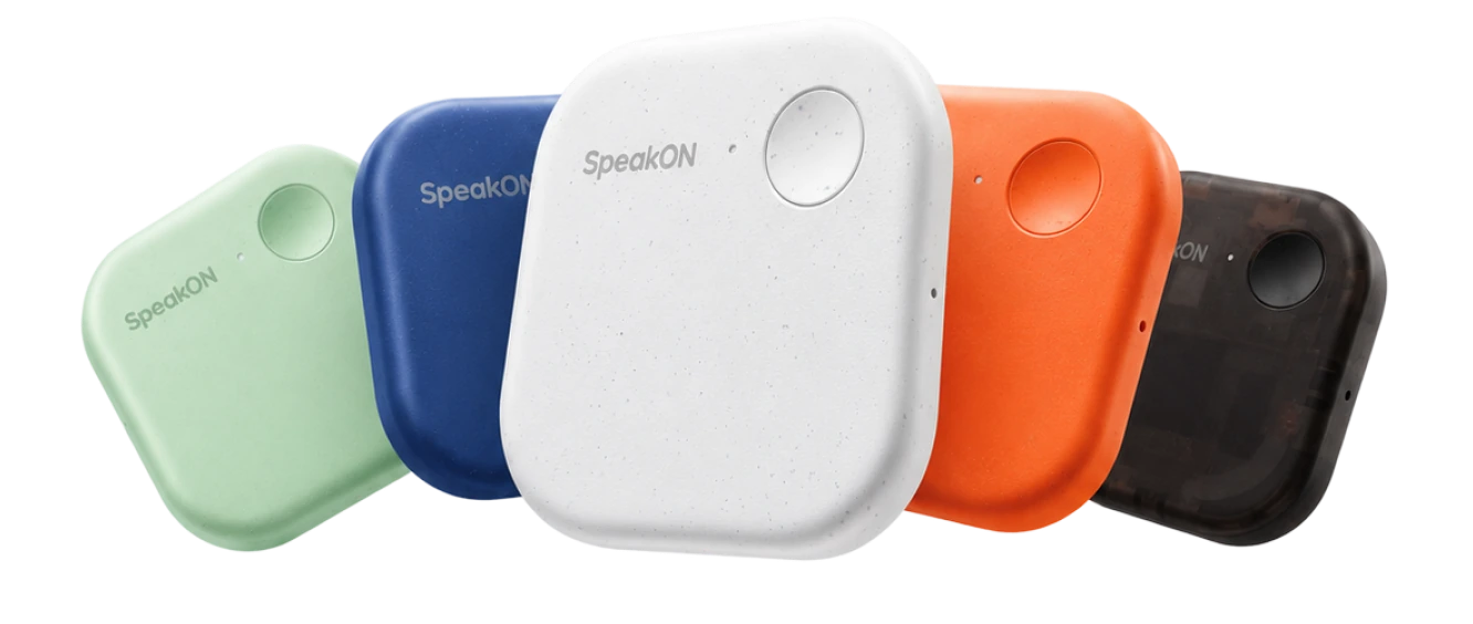 SpeakON AI Communicator in Sage, Navy Blue, Pearl, Amber, and Black